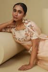 Kesar Studio_Pink Silk, Organza Embroidery Round Neck Malang Lehenga Set _Online_at_Aza_Fashions