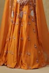 Kesar Studio_Orange Silk, Organza Embroidery V-neck Designer Lehenga Set _Online_at_Aza_Fashions