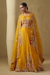 Buy_Kesar Studio_Yellow Silk, Organza Embroidery, Tassels Round Neck Masakali Lehenga Set _at_Aza_Fashions