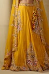 Buy_Kesar Studio_Yellow Silk, Organza Embroidery, Tassels Round Neck Masakali Lehenga Set _Online_at_Aza_Fashions