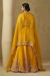Shop_Kesar Studio_Yellow Silk, Organza Embroidery, Tassels Round Neck Masakali Lehenga Set _at_Aza_Fashions