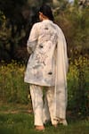 Shop_Nazar By Indu_Ivory Cotton Embroidery Collared Floral 3 Piece Set _at_Aza_Fashions