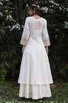 Shop_Nazar By Indu_Ivory Cotton Embroidery Round Neck Angrakha Anarkali And Palazzo Set _at_Aza_Fashions