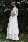 Nazar By Indu_Ivory Cotton Embroidery Round Neck Angrakha Anarkali And Palazzo Set _at_Aza_Fashions