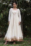Buy_Nazar By Indu_Ivory Cotton Sequins Round Neck Anarkali Set With Inner Slip Dress _at_Aza_Fashions