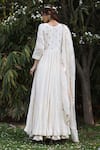 Shop_Nazar By Indu_Ivory Cotton Embroidery Round Neck Kurta Gharara Set _at_Aza_Fashions