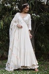 Buy_Nazar By Indu_Ivory Cotton Embroidery Round Neck Kurta Gharara Set _Online_at_Aza_Fashions
