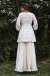 Shop_Nazar By Indu_Ivory Cotton Sequins, Embroidery V-neck Kurta Gharara Set _at_Aza_Fashions