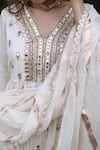 Buy_Nazar By Indu_Ivory Cotton Sequins, Embroidery V-neck Kurta Gharara Set 