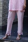 Nazar By Indu_Blush Cotton Embroidery Round Neck Pink Tunic And Pant Set _Online_at_Aza_Fashions
