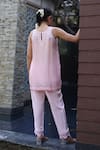 Shop_Nazar By Indu_Blush Cotton Embroidery Round Neck Pink Tunic And Pant Set _at_Aza_Fashions