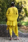Shop_Nazar By Indu_Yellow Muslin Embroidery Round Neck 3 Piece Kurta Set _at_Aza_Fashions