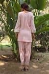 Shop_Nazar By Indu_Pink Cotton Sequins Round Neck Designer Tunic And Pant Set _at_Aza_Fashions