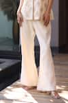 Nazar By Indu_Ivory Cotton, Jacquard Embroidery V-neck Aari Tunic And Pant Set _Online_at_Aza_Fashions