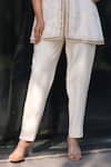 Nazar By Indu_Ivory Cotton, Jacquard Embroidery Round Neck 2 Piece Set _Online_at_Aza_Fashions