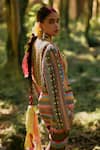 Shop_Surily G_Multi Color Net Beads Round Neck Cropped Multicolour Embroidered Jacket _at_Aza_Fashions