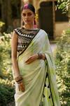 Surily G_Green Crepe Tie Dye Pure Saree _Online_at_Aza_Fashions