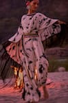 Surily G_Black Crepe Round Neck And White Butterfly Jumpsuit _Online_at_Aza_Fashions
