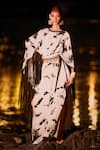 Buy_Surily G_Black Crepe Round Neck And White Butterfly Jumpsuit _at_Aza_Fashions