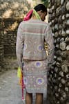 Shop_Surily G_Multi Color Net Cut Work, Embroidery Round Neck Cutbeads Jacket _at_Aza_Fashions