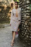 Surily G_Multi Color Net Cut Work, Embroidery Round Neck Cutbeads Jacket _Online_at_Aza_Fashions
