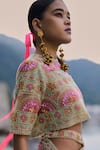 Surily G_Multi Color Net Beads Round Neck Embroidered Top _Online_at_Aza_Fashions