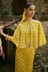 Buy_Surily G_Yellow Round Neck Cutwork Cape _at_Aza_Fashions