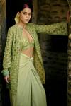 Buy_Surily G_Green Net Sequins Round Neck Jaal Embroidered Crop Top _at_Aza_Fashions