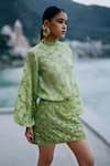 Buy_Surily G_Green Lace Sequins Cutwork Embroidered Short Skirt _at_Aza_Fashions