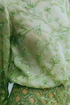 Surily G_Green Organza Sequins, Cut Work Round Neck Embroidered Top _Online_at_Aza_Fashions