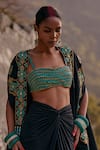 Buy_Surily G_Black Cape With Turquoise Tassels _at_Aza_Fashions