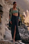 Surily G_Black Cape With Turquoise Tassels _Online_at_Aza_Fashions