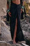 Surily G_Black Lycra Beads Draped Skirt _Online_at_Aza_Fashions