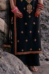 Shop_Surily G_Black Crepe Beads Embroidered Pants _at_Aza_Fashions