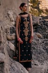 Buy_Surily G_Black Crepe Beads And Coral Dupatta _at_Aza_Fashions