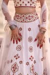 Surily G_Ivory Net Beads Embroidered Dupatta _Online_at_Aza_Fashions