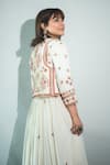 Buy_Surily G_Ivory Crepe Beads Keyhole Neck Red Embroidered Waistcoat _Online_at_Aza_Fashions