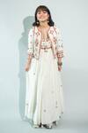 Buy_Surily G_Ivory Crepe Beads Red Embroidered Pant _at_Aza_Fashions