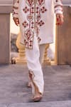 Surily G_Ivory Crepe Beads Embroidered Pant _Online_at_Aza_Fashions