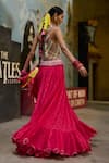 Shop_Surily G_Pink Crepe Jewelled Polka Skirt _at_Aza_Fashions