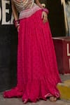 Surily G_Pink Crepe Jewelled Polka Skirt _Online_at_Aza_Fashions