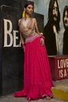 Buy_Surily G_Pink Crepe Jewelled Polka Skirt _at_Aza_Fashions