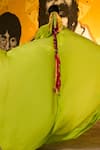 Shop_Surily G_Green Crepe Beads, Embroidery High Neck Asymmetric Jewelled Lime Top _at_Aza_Fashions