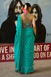 Shop_Surily G_Turquoise Crepe Pearls Polka Dot Saree _at_Aza_Fashions