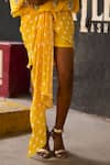 Surily G_Yellow Crepe Polka Dot Draped Dhoti Skirt _Online_at_Aza_Fashions