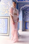 Shop_Surily G_Pink Round Neck Powder Pearl Cape _at_Aza_Fashions