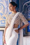 Surily G_Ivory Lycra Pre-draped Saree _Online_at_Aza_Fashions