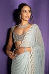 Surily G_Blue Georgette Pearls, Stones Saree With Work _Online_at_Aza_Fashions