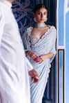Buy_Surily G_Blue Georgette Pearls, Stones Saree With Work 