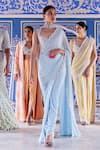 Surily G_Blue Georgette Pearls, Stones Saree With Work _Online